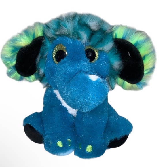 Fiesta Colorful Elephant plush 9"multicolored blue green gold eyes - Picture 1 of 8